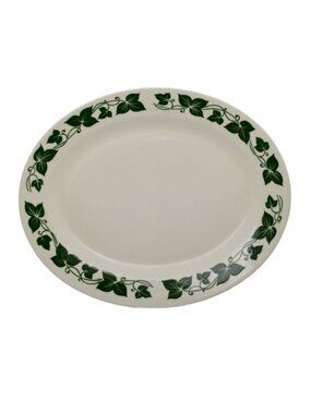 Vintage Homer Laughlin Green Ivy Oval Serving Platter Discontinued HLC258 13.5"